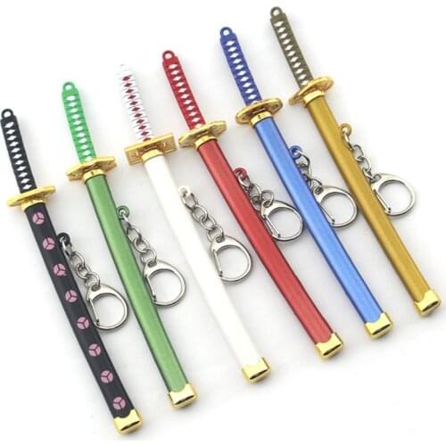 97QE Anime Sword Simulation Weapon Alloy Keychain Collection Model Ninja Knife Prop Halloween Party Decor