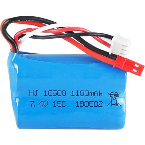 2pcs 7.4V 1100mAH Lipo Battery For 827 871 T10 T11 T34 7012 RC boat Lipo battery 7.4 V 1100 mAH 15C 18500