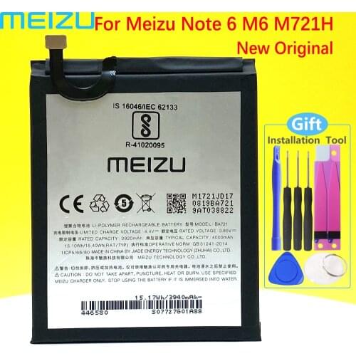 Meizu 100% Original 4000mAh BA721 Battery For Meizu Meilan Note 6 M6 Smart Phone Latest Production New Battery+Tracking Number