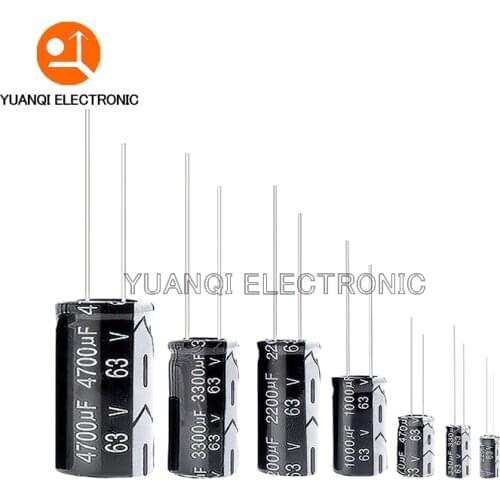 63V Aluminum Electrolytic Capacitor 10UF 22UF 33UF 47UF 100UF 220UF 330UF 470UF 680UF 1000UF 2200UF 3300UF 4700UF