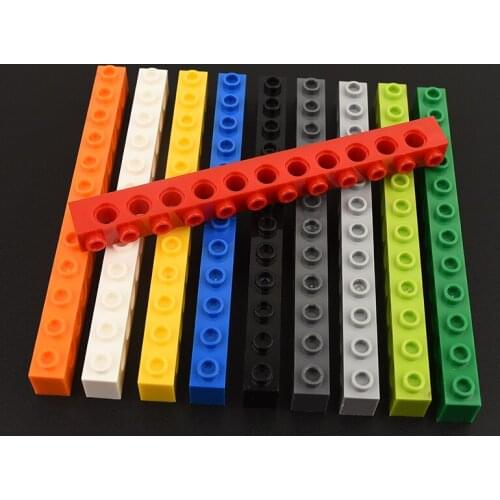 10PCS 3895 Hole Brick 1 x 12 [11 Holes] Building block accessories parts MOC DIY Education Build Toys Bricks