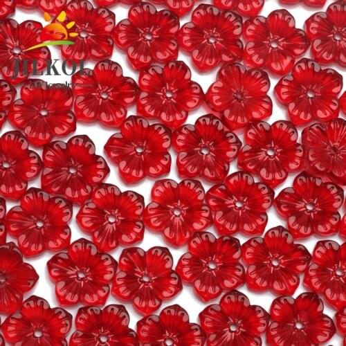 40pcs 12x12mm Charm Petal Red Czech Crystal Glass Flower Spacer Beads For Jewelry Making Accessories DIY Earrings Necklace