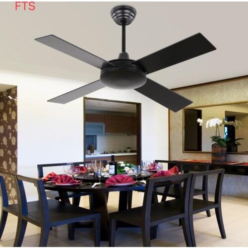 Black No Light Ceiling Fan Living Room Dining Wooden Leaf Ceiling Fan Commercial Remote Control Electric Fan Light