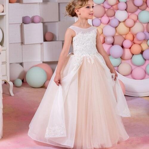 Children Princess Dress For First Communion Girls Halter Flower Girls Dress Girls Party Dress for Wedding