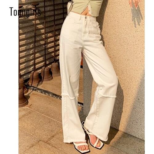 Tonngirls White Wide Leg Jeans Casual Loose Woman Jeans High Waist Denim Jeans Streetwear Korean Style Vintage Jeans Trousers