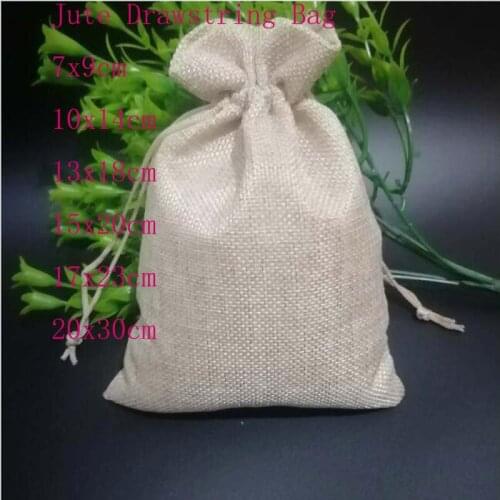 20Pcs/Lot Cotton Linen Drawstring Bag Jute Jewelry Packaging Gift Pouch Christmas Wedding Party Candy Storage Bag