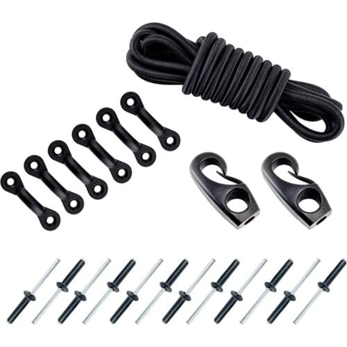 Elastic Kit for Kayak And Canoe 2.5m Rope 6 Lashing Pad Eyes