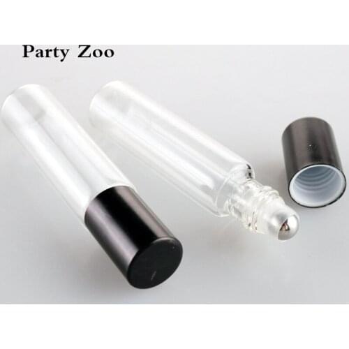120 X 5ml/10ml Clear Glass Roll On Roller Bottle With Black/Gold/Silver Cap For Refillable Essential Oils Perfume Bottle