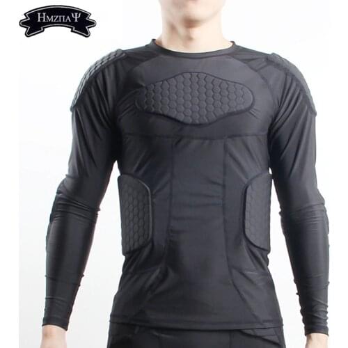 Padded Compression Shirt Rib Chest Protector for Football Basketball Paintball Cycling Mens Padded Compression Shirt Protective