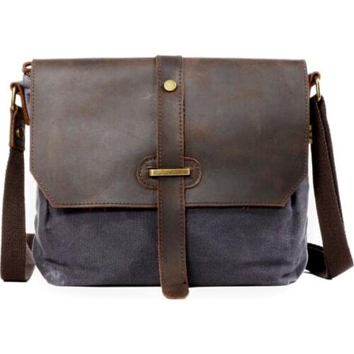 M234 Vintage Unisex Messenger Bags Canvas Leather Shoulder Bag Casual Multifunction Male Small Portable Waterproof Crossbody Bag