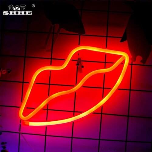 Lips Neon Sign Table LED Night Light Decor Neon Desk Table Lamp Light For Baby Bedroom Decoration Wedding Party Decor