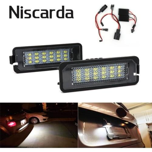 Niscarda 2Pcs Car LED License Plate Light Error Free for Volkswagen Golf CC Eos Scirocco Beetle Phaeton Rabbit Passat