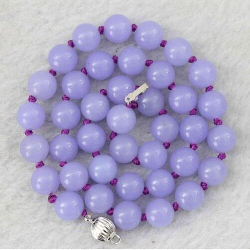 New purple violet stone chalcedony jades 8mm 10mm 12mm round beads fashion diy jewelry necklace 18" B1025