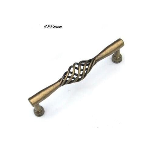 128mm vintage birdcage handle bronze kitchen cabinet drawer pull handle antique brass dresser cupboard door handle pull knob 5"