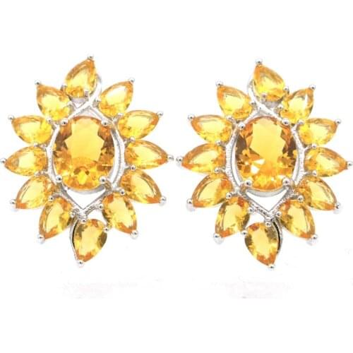 15x13mm Delicate Fine Cut 6.1g London Blue Topaz Pink Morganite CZ Ladies Daily Wear 925 Sterling Silver Stud Earrings