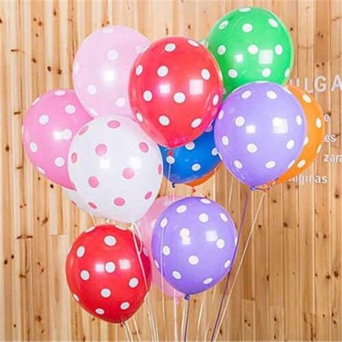10 pcs 12-Inch 2.8 g Candy-Colored Dot Thick Latex Balloons Birthday Wedding Marriage Proposal Decorative Wave Point Balloons