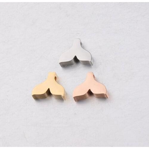 100% Stainless Steel Fishtail Beads Charms Rosegold/Gold/Silver Color Metal Fishtail Bead Mirror Polished Wholesale 30pcs