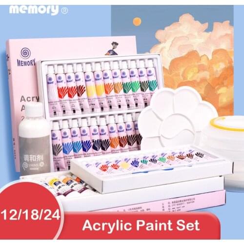 12/18/24 Colors 12ML Tube Acrylic Paint set Nail glass Art Painting paint for fabric Drawing Tools For Kids DIY Water-resistant