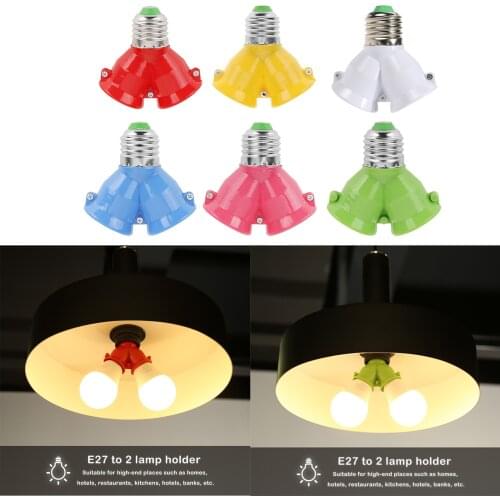2 in 1 E27 Lamp Socket Splitter Adapter Light Bulb Base Stand Holder Splitter Contact Adapter Converter Plug Halogen Light Lamp