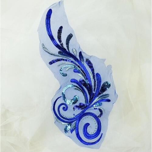 3Pcs/lot 33*16cm Sequins Embroidery Lace Flower Gold Red Purple Decals Clothing Patch Stage Performance Accessories A788