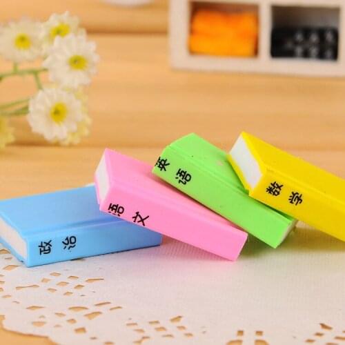 4pcs Creative Book Style Pencil Eraser Kid Stationery School Office Supply Children Education Gift Prize korean papelaria