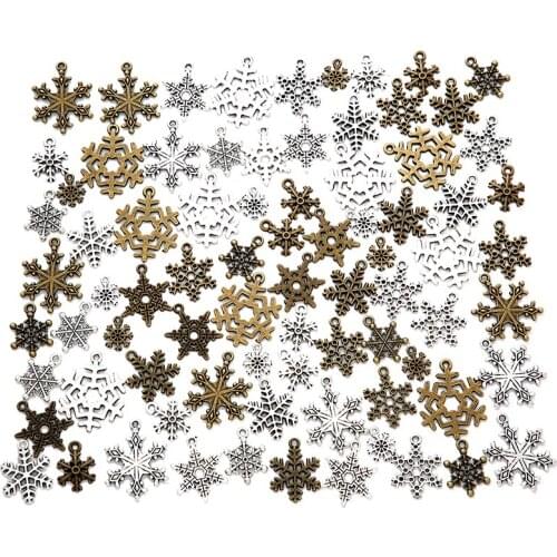 40pcs Mix Metal Zinc Alloy Christmas snowflakes Charms Fit Jewelry Pendant For DIY Necklace Bracelet Jewelry Making Findings