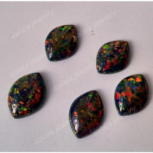 50pcs/lot Free Shipping 10x14 mm op32 synthetic Black Fire Opal Marquise Cabochon Opal Stone