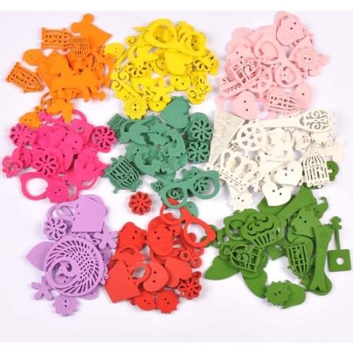 50pcs Colourful Mixed Wooden Crafts Supplies For Home Decoration Kids Wood DIY Handmade Scrapbooking Arts Embellishment M2257