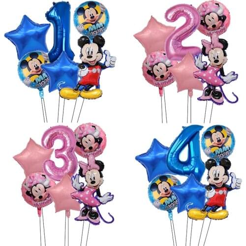 6pcs/Lot Disney Minnie Balloons Mickey Mouse Birthday Party Decorations Baby Shower Decor Kids Toy Balloon Air Globos Supplies