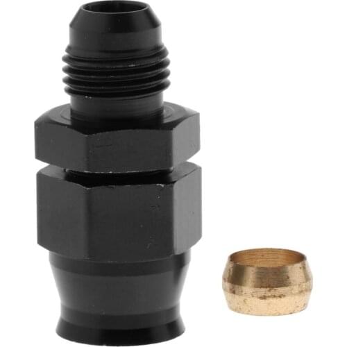 6AN 6 AN-6 Male to 3/8" 9.5mm Fuel Hose Line Tube Straight Fitting Adapter with Brass Insert, Black Anodized