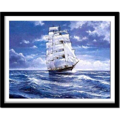 A6130 diamond embroidery full square,sea and boat, diamond,cross stitch,5d diy,full,diamond painting