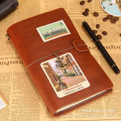 PU leather notebook travelers journal agenda handmade planner notebooks retro diary caderno sketchbook stationery school supply