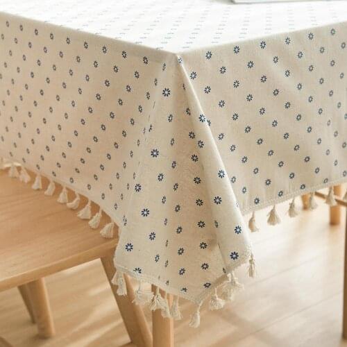 Blue Daisy Macrame Decorative Table Cloth Cotton Linen Dining Table Cover Tablecloth Rectangular Tablecloths Home Kitchen Obrus