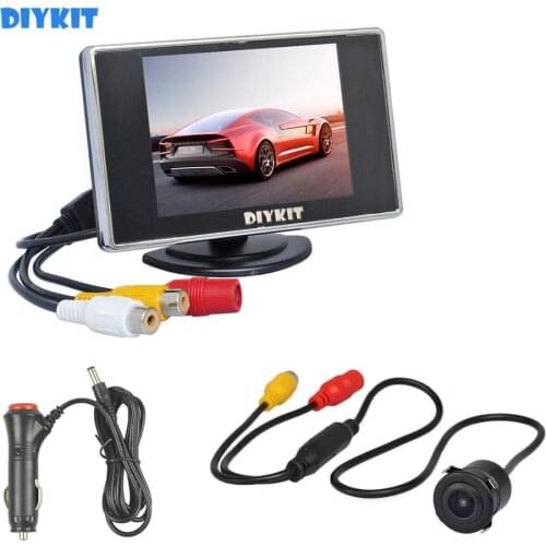 DIYKIT Wired 3.5" TFT LCD Car Monitor Waterproof Rear View Car Camera Reversing Camera Parking Assistance System