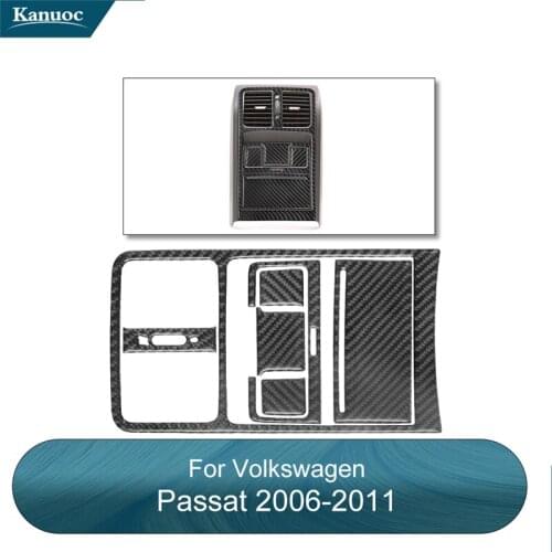 For Volkswagen Passat 2006-2011 Carbon Fiber Trim Cover Black Stickers Styling Car Accessories 7Pcs/set Rear Exhaust Air Vent