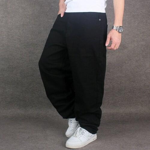 Hip Hop Baggy Jeans Black Mens Denim Hip-hop Loose Pants Rap Jeans For Boy Rapper Fashion Big Size 28-46 Famous Brand Jeans 2017