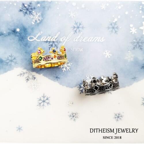 Ring Royal Queen Crown Colorful Stones 925 Sterling Silver with Gold 2021 Brand New Fine Jewelry Trendy Magical Gift For Women