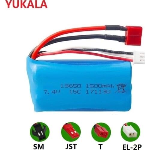 7.4v 1500mah Li-ion battery 15c 18650/USB charger for wltoys 12428 12423 12427 12402A RC boat h101 FT009 wl912 Q1 SM/JST/T/EL-2P