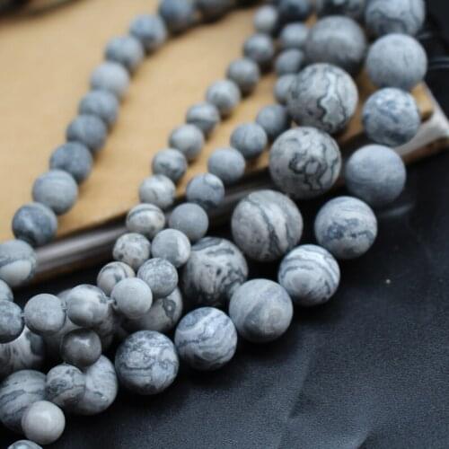 6mm 8mm 10mm Matt Natural Stone beads Gray Map Beads 1string about 40cm Charms Jewelry Making Bracelet Neckalce Earring