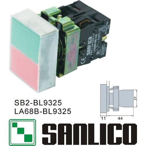 Metal double-headed push button switch with waterproof cover SB2(LA68B XB2)-BL9325 momentary spring return