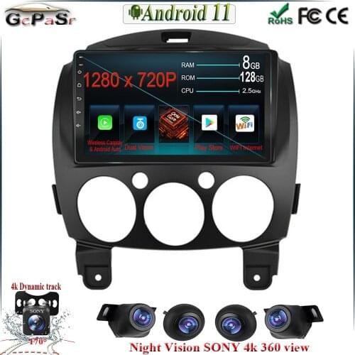 IPS Screen Android 11 Car Stereo Multimedia Player For MAZDA 2 2007 2008 2009 2010 2011-2014 Multimedia Video Player Radio GPS