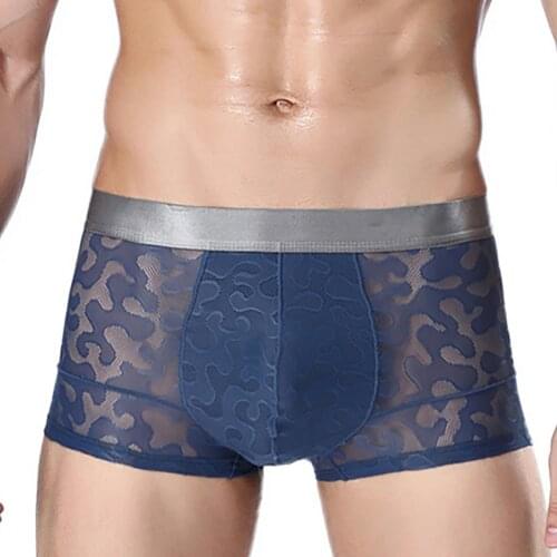 Transparent Mens Underwear ice Silk Pattern Gay Sexy Underwear Flat Angle Perspective Boxer underwear men cuecas masculinas