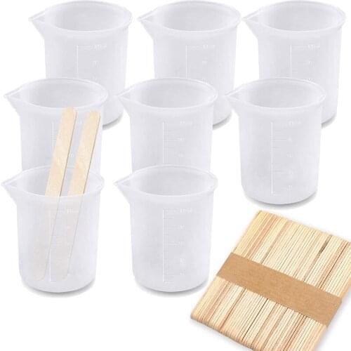 58 Pcs Silicone Mixing Cups Tools Kit,100 Ml Silicone Measuring Cups Non-Stick Silicone Mixing Cups for Resin Resin Cups