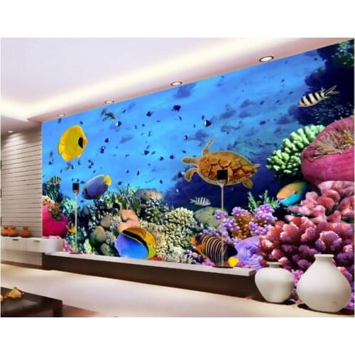 3d wallpaper custom mural non-woven wall sticker 3 d 3 d hd world coral sea turtle fish painting photo 3d wall murals wallpaper
