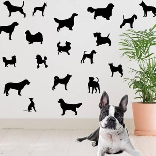 Dog Breed Wall Decals Pet Poodle Pug Golden Retriever Labrador Veterinarian Dog Grooming Silhouette Stickers Home Decor N115