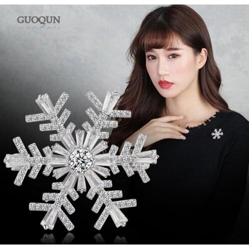 New Brooch Snow Flower Brooch for Women Girl Rhinestone Flower Jewelry - Accessories Wedding Party Dance Office Career Birthday