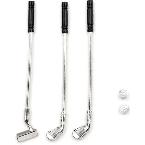 New 5pcs/set 3pcs Doll house Miniature Golf Sticks with 2pcs Ball Doll Accessory Kids Toy Doll house Miniature Accessories