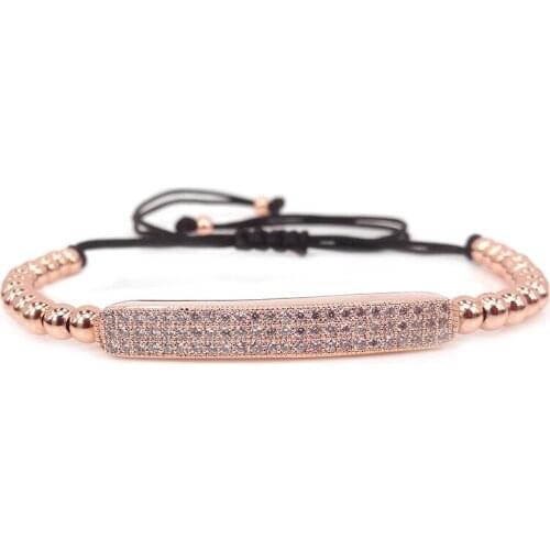 New Brand Bracelet Rose Gold Micro Pave Zirconia Long Tube Beads Briading Macrame Anil Arjandas Bracelet For Men and Women