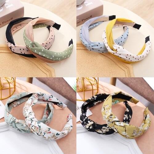 Gauze Flower Head Bands For Women Print Hair Hoop Knot Point Hairband Hair Accessories for Girls High Quality T1FG702