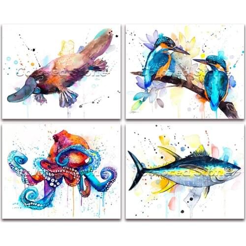 5D Full Square Diamond painting embroidery Cross stitch Animals Platypus kingfisher octopus tuna 3D DIY Drill Drawing mosaic 335